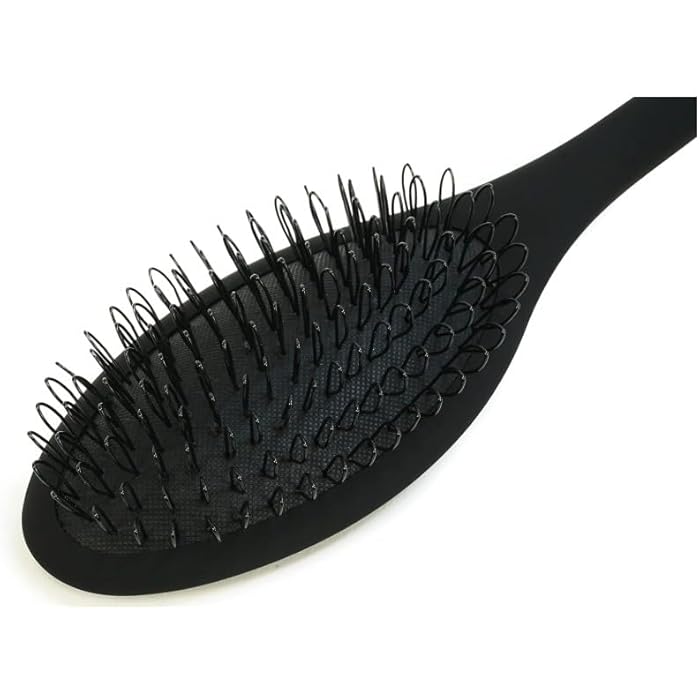 Hair Extension Brush, Loop Wig Brush Looped Soft Bristles Rubber Cushion Comb Brush for Hair Extensions and Wigs Detangling, Black - Image 5